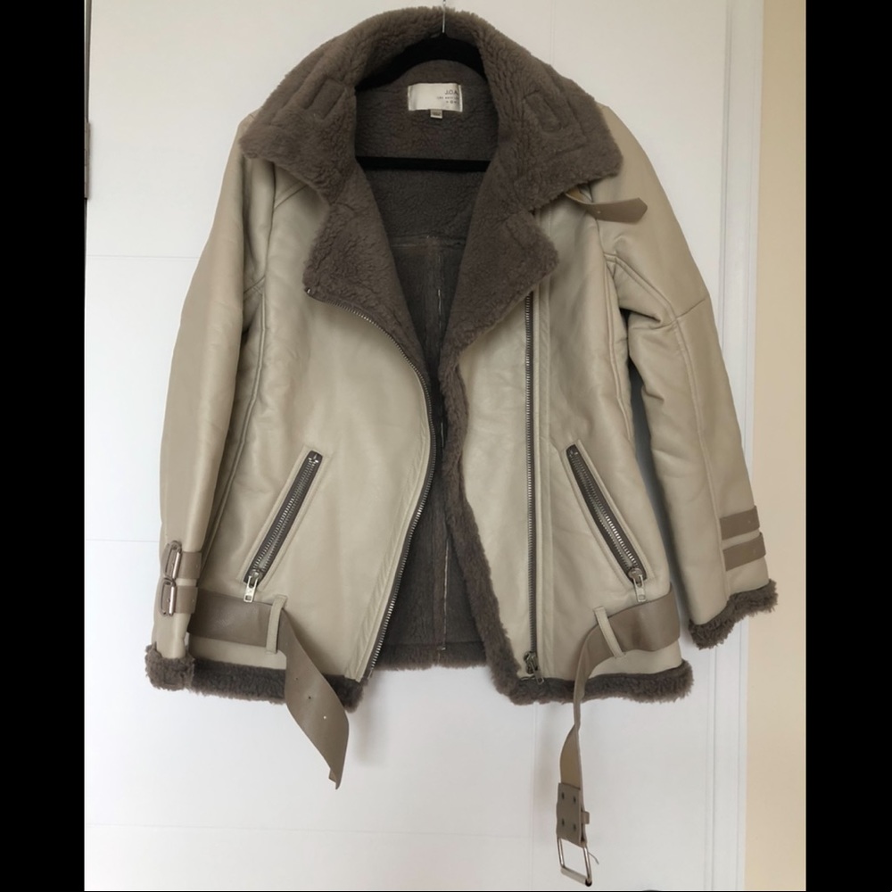 J.O.A Sherpa Lined Pleather Jacket